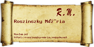 Roszinszky Mária névjegykártya